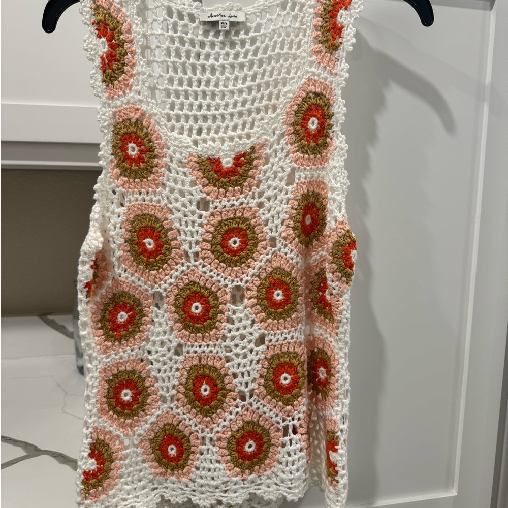Another Love White and Pink Crochet Tank Top